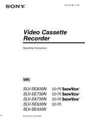 Sony SLV-SE430K Operating Instructions Manual