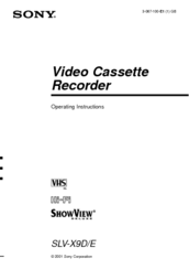 Sony SLV-X9E Operating Instructions Manual