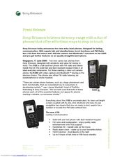 Sony Ericsson J132 Brochure & Specs