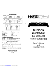 Soundstream RUBICON 355 Owner's Manual And Installation Manual