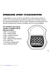 Specialized SpeedZone Sport User Manual