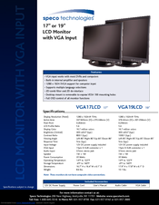Speco VGA19LCD Specifications