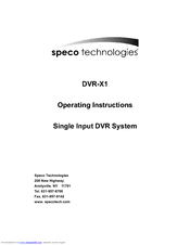Speco DVR-X1 Operating Instructions Manual