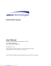 Speco Dvr Pc8 Series Manuals Manualslib