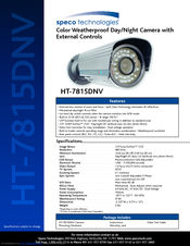 Speco HT-7815DNV Specification Sheet