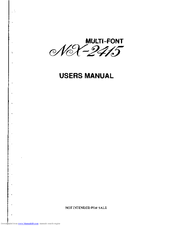 Star Micronics Multi-Font NX-2415 User Manual
