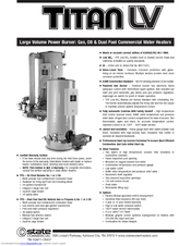 State Water Heaters Gas Specification Sheet