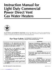 State Water Heaters Commercial Gas Water Heater Instruction Manual