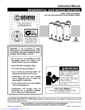 State Water Heaters 186589-001 Instruction Manual