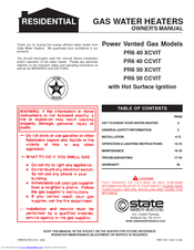 State Water Heaters PR6 40 XCVIT Owner's Manual
