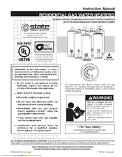 State Water Heaters RESIDENTIAL ELECTRIC WATER HEATER Instruction Manual
