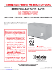 State Water Heaters ROOFTOP SRT80 120NE Installation &  Operation Instruction