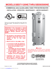 State Water Heaters SBD71120NE Installation Operation & Maintenance