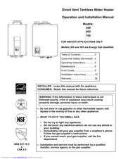 State Water Heaters Tankless On-Demand 705 Series 200 Operation And Installation Manual