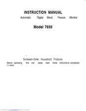 Sunbeam 7659 Instruction Manual