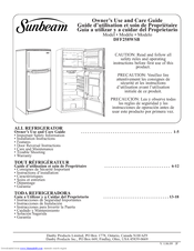 Sunbeam DFF258WSB Owner's Use And Care Manual