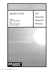 Sunrise Medical Quickie P-222 User Instruction Manual & Warranty
