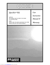 Sunrise Medical Quickie R2 Instruction Manual And Warranty