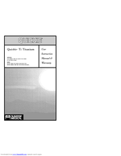 Sunrise Medical Quickie Ti Titanium Instruction Manual And Warranty
