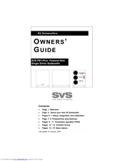 SVS SVS PB1-Plus Owner's Manual