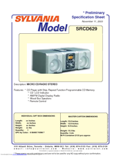 Sylvania SRCD629 Preliminary Specification Sheet
