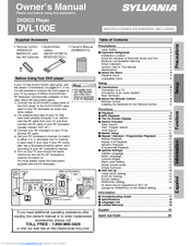 Sylvania DVL100E Owner's Manual