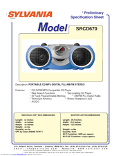 Sylvania SRCD670 Specification Sheet