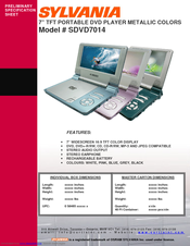Sylvania SDVD7014 Specification Sheet