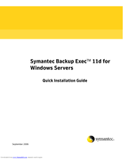 Symantec BACKUP EXEC 11D Quick Installation Manual