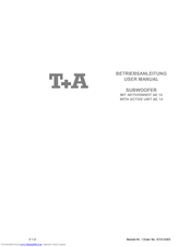 T+A Elektroakustik AE 14 User Manual