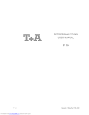 T+A Elektroakustik P 10 User Manual
