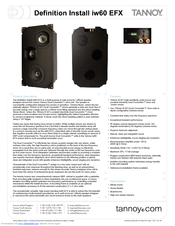 Tannoy Definition Install iw60 EFX Specifications