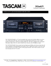 Tascam 202mkIV Consultant’s Specification