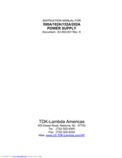 TDK-Lambda 102A Instruction Manual
