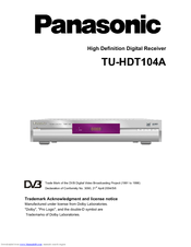 Panasonic TU-HDT104A Operating Instructions Book Manual