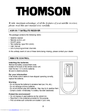 THOMSON ASR08T User Manual