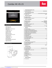 Teka Combo HX 45.15 Specification Sheet