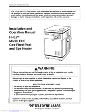 Teledyne Laars Hi-E2 EHE Installation And Operation Manual