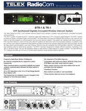 Telex RADIOCOM TR-1 Specification Sheet