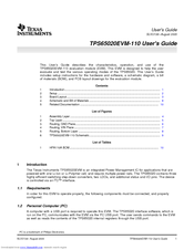 Texas Instruments TPS65020EVM-110 User Manual