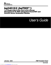 Texas Instruments bq24010/2 User Manual
