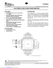 Texas Instruments TPA3008D2 User Manual