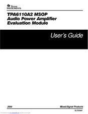 Texas Instruments TPA6110A2 MSOP User Manual
