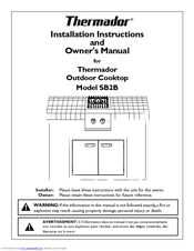 Thermador SB2B Installation Instructions And Owner's Manual