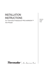 Thermador Pro-Harmony P304 Installation Instructions Manual