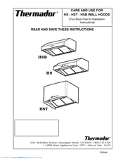 Thermador HSB Care And Use Manual