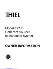 Thiel lCS2.2 Owner's Information