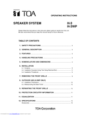 Toa H-3 Operating Instructions Manual