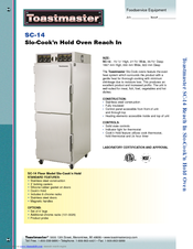 Toastmaster SC-14 Specification Sheet