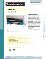 Toastmaster TFO-26 Specification Sheet